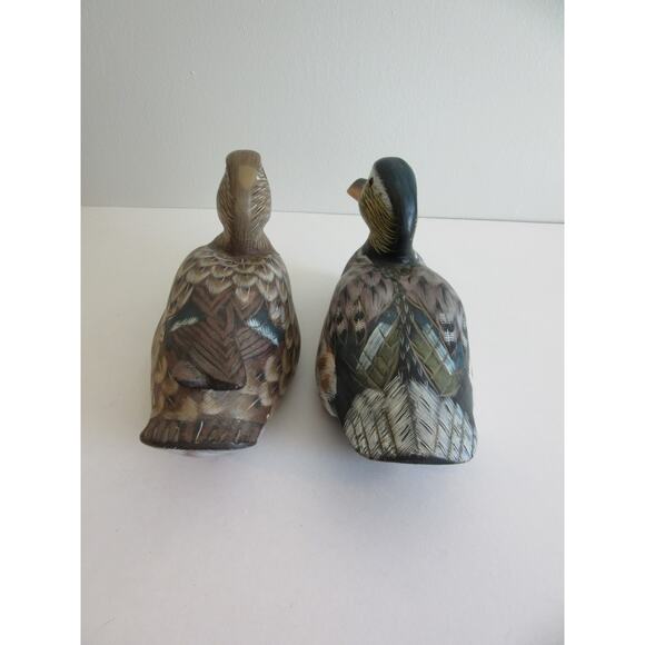 Two Vintage Signed by Two Different Artists Mallard Male and Female Duck Decoys - Picture 5 of 8